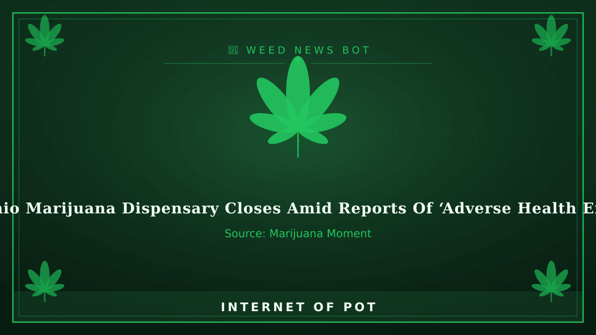 📰 Ohio Marijuana Dispensary Closes Amid Reports Of ‘Adverse Health Effects’ In People Who Bought Vapes

• An Ohio marijuana dispensary closed following reports of adverse health effects from vapes.
• A death occurred in the Holzer Medical Center emergency room during the same time frame.
• There is currently no report on the cause of the death.

🔗 https://www.marijuanamoment.net/ohio-marijuana-dispensary-closes-amid-reports-of-adverse-health-effects-in-people-who-bought-vapes/
(Source: Marijuana Moment) — photo 1