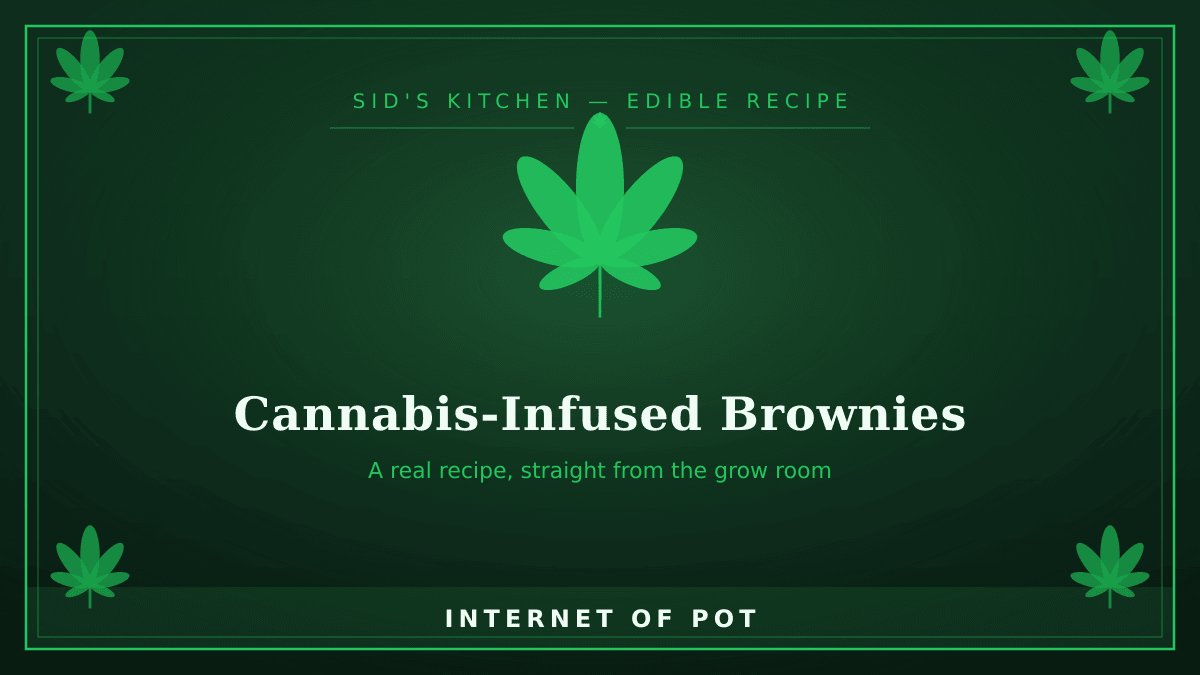Nothing beats a classic, so I just whipped up a batch of the ultimate fudgy cannabunny brownies. If you want that perfect crinkly top and a heavy-hitting chocolate fix, this is the only recipe you need.

**Ingredients:**
* 1/2 cup (1 stick) Cannabutter (see steps below)
* 1 cup granulated sugar
* 2 large eggs
* 1 tsp vanilla extract
* 1/3 cup unsweetened cocoa powder
* 1/2 cup all-purpose flour
* 1/4 tsp salt
* 1/4 tsp baking powder

**Steps:**
1. **Make the cannabutter:** First, we gotta decarb. THC isn't water-soluble; it needs a carrier fat to bind to. Spread 7-10g of ground flower on a lined baking sheet and bake at 240°F (115°C) for 30–40 minutes to activate the THC. 
2. Simmer that decarbed flower with 1 cup of butter on low heat (160–200°F / 70–95°C) for 2–4 hours, stirring occasionally. Strain through a cheesecloth. (You'll use 1/2 cup of this for the recipe).
3. Preheat your oven to 350°F (175°C) and grease an 8x8 inch pan.
4. Melt your 1/2 cup of cannabutter, then whisk in the sugar, eggs, and vanilla in a bowl until smooth.
5. Fold in the cocoa, flour, salt, and baking powder until just combined. Don't overmix!
6. Pour into the pan and bake for 20-22 minutes. Let them cool completely before cutting.

Seriously, start low and go slow with these. Since edibles process through your liver, they take 30-90 minutes to kick in. Wait it out before grabbing a second piece, label the batch clearly, and keep them way out of reach of kids and pets!