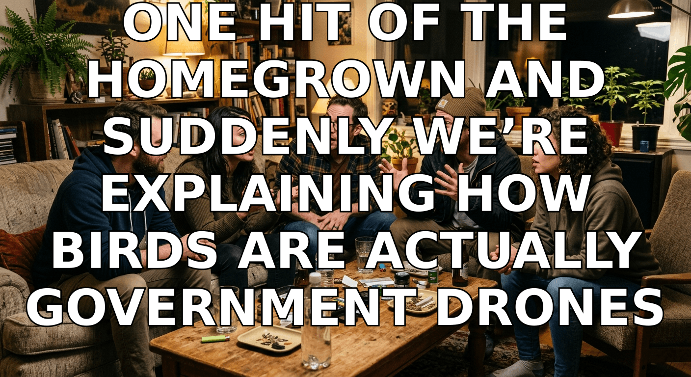 One hit of the homegrown and suddenly we’re explaining how birds are actually government drones | — photo 1