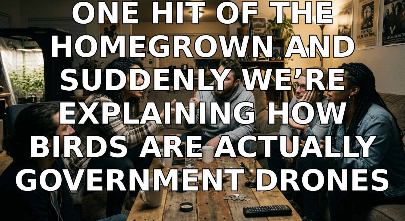 One hit of the homegrown and suddenly we’re explaining how birds are actually government drones | — photo 1