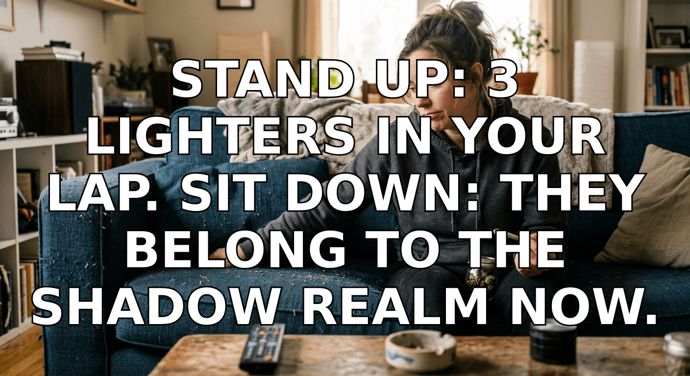 Stand up: 3 lighters in your lap. Sit down: they belong to the shadow realm now. — photo 1