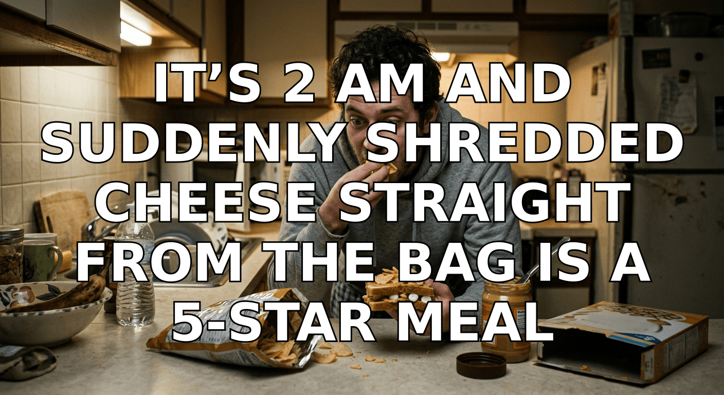 It’s 2 AM and suddenly shredded cheese straight from the bag is a 5-star meal | — photo 1